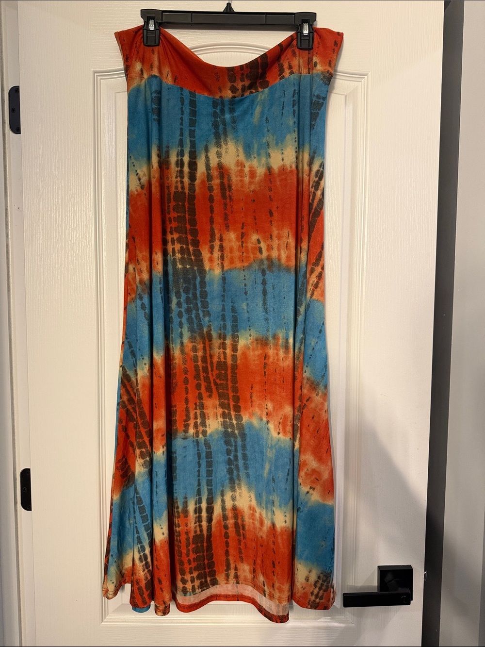 LuLaRoe Maxi Skirt in Orange, Blue Tie Dye!